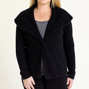 Beyond Yoga Jacket Black Cardigan Small Shawl Collar Single Button Front M Med
